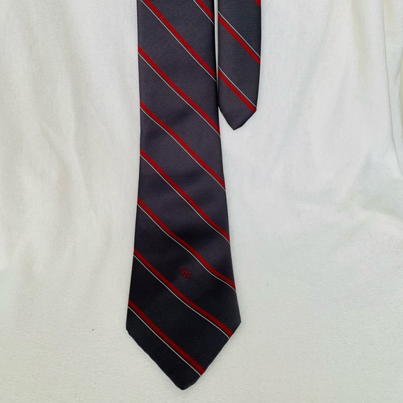 Christian Dior Vintage Tie Gray & Red Silk - Picture 3 of 14